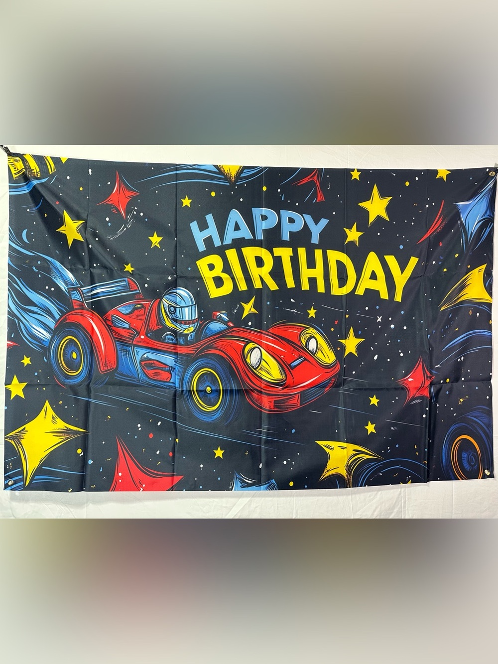 Race Car Theme Happy Birthday Backdrop Banner 5x3Ft